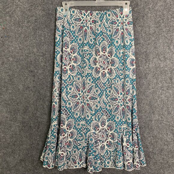 SJS Flirty Floral A-line Ruffle Skirt Women Sz S Elastic Waist Pullon. - Picture 1 of 8